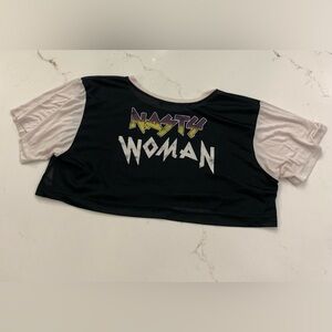 Nasty Women Mesh Crop Top Rock Rose Couture Size Large.  Short sleeve, no flaws